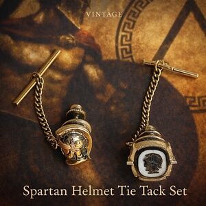 Vintage Spartan Warrior Tie Tack Pins – Silver Tone (Set of 2) 🛡️